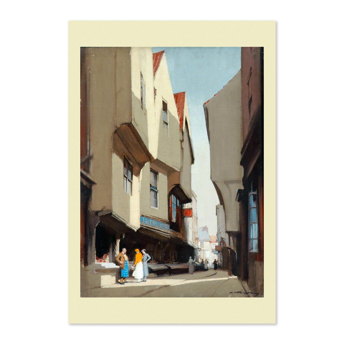 York Shambles Sunlit Medieval Street Shops Vintage Art Poster