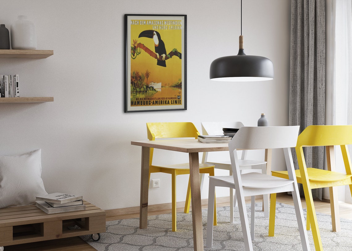 Hamburg Amerika Line Toucan Amazon Cruise Vintage Travel Poster - Image 2