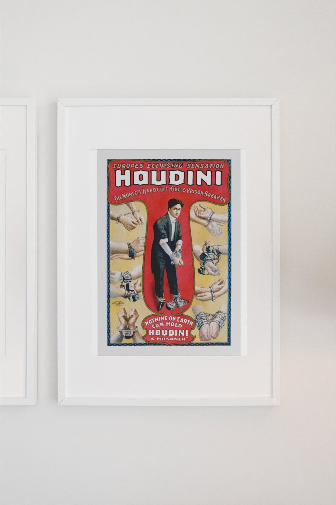 Harry Houdini Handcuff King Escape 1920s Vintage Magic Act Poster - Image 3