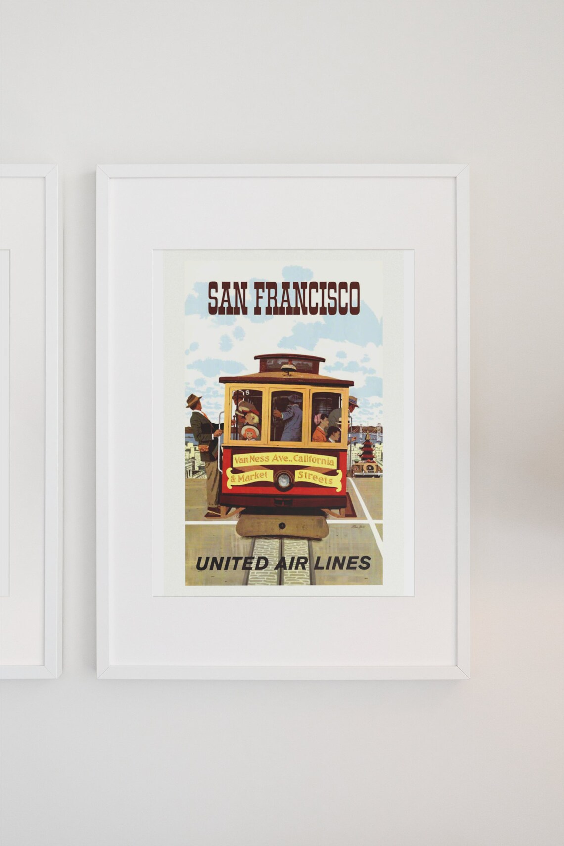 San Francisco Cable Car United Air Lines Vintage Travel Poster - Image 3