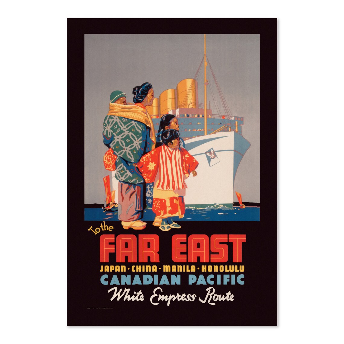 To the Far East Japan China Manila Canadian Pacific Route Poster