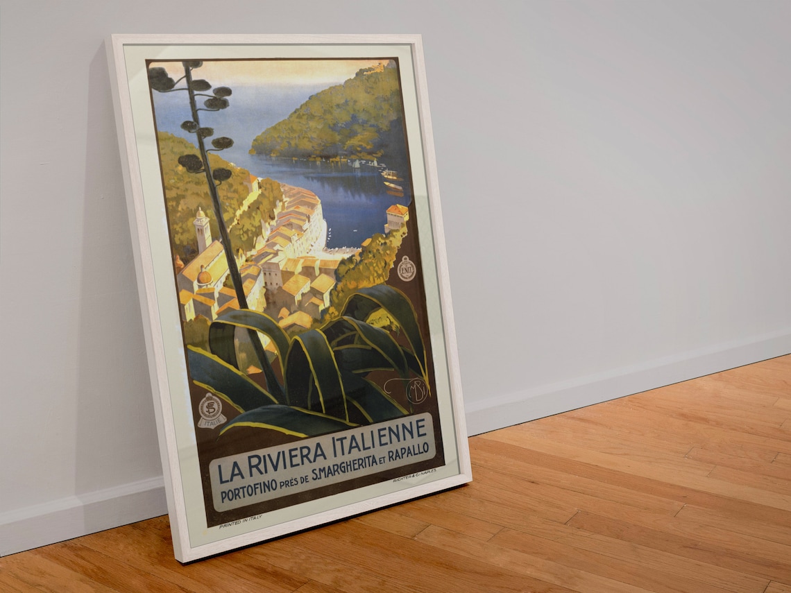 La Riviera Italienne Portofino Classic Vintage Italian Travel Poster - Image 4