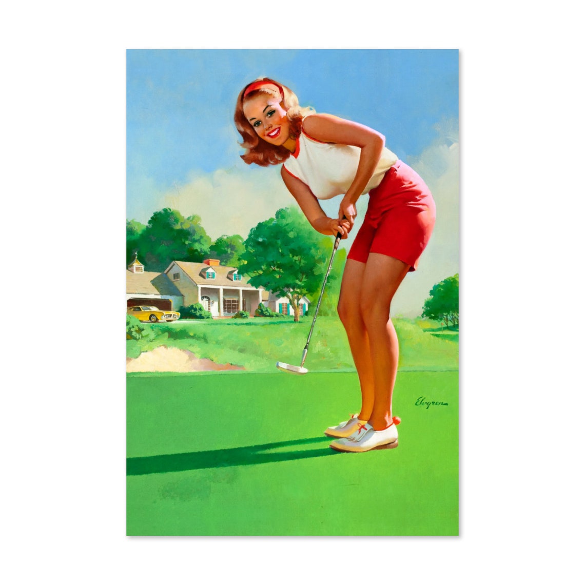 Gil Elvgren Golfing Girl Retro Golf Vintage Pinup Art Poster