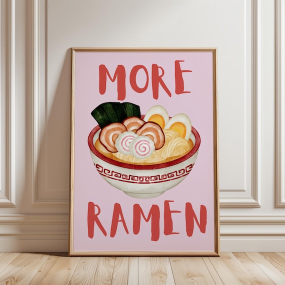 Ramen Wall Art Print Funny Minimalist Kitchen Decor