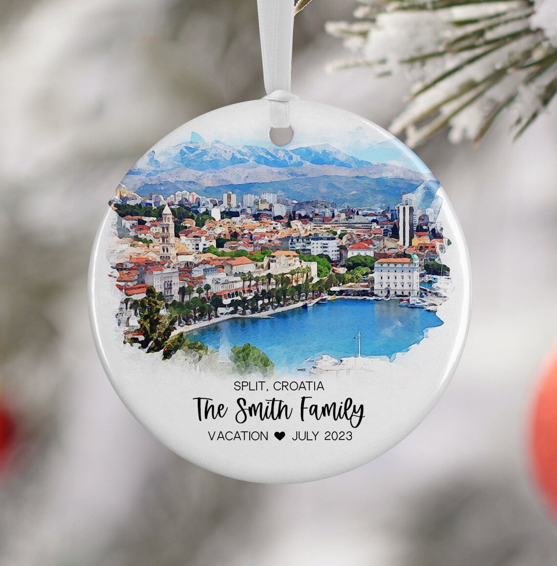 Split Croatia Christmas Ornament, Family Vacation Souvenir