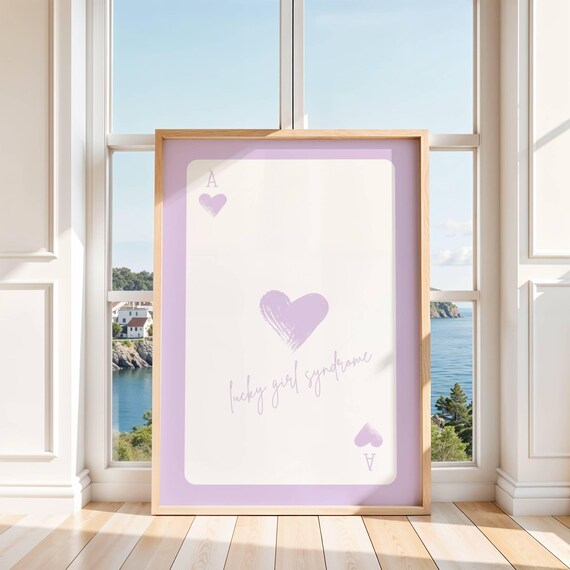 Ace Of Hearts Lucky Girl Syndrome Lavender Border Card Poster