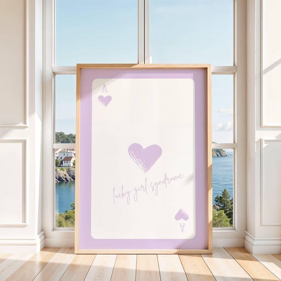 Light Purple Playing Card Wall Art Lilac Coquette Girly Dorm Room Decor Cute