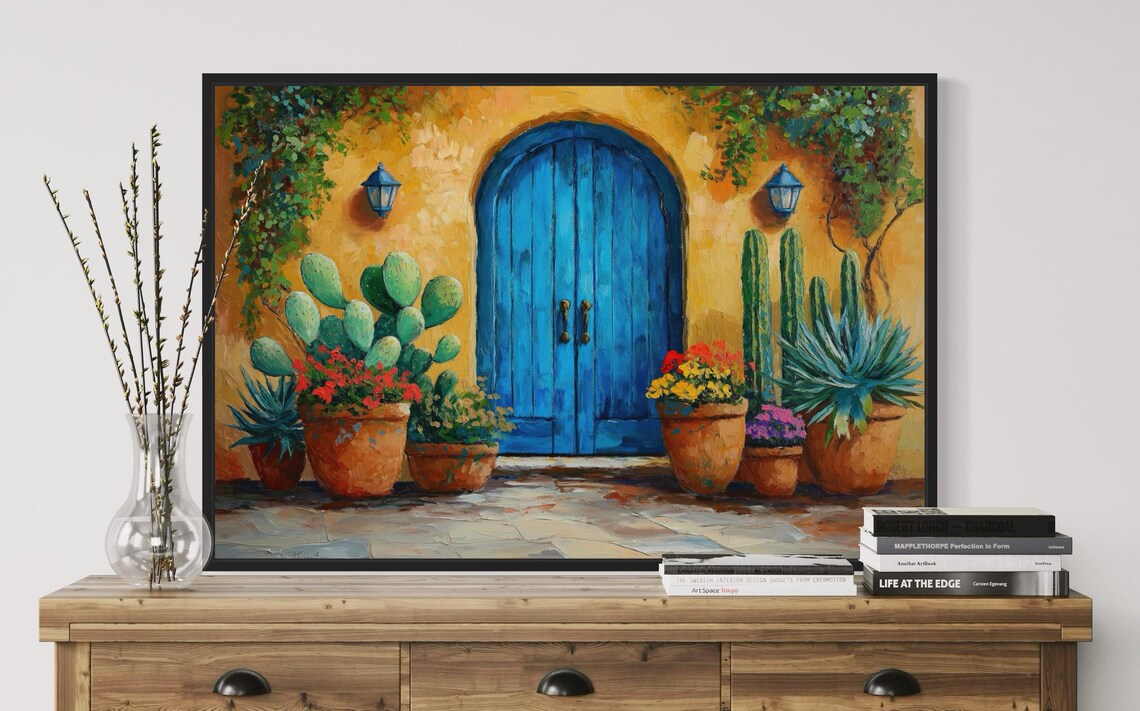 Southwest Cactus and Blue Door Art Print - Image 5