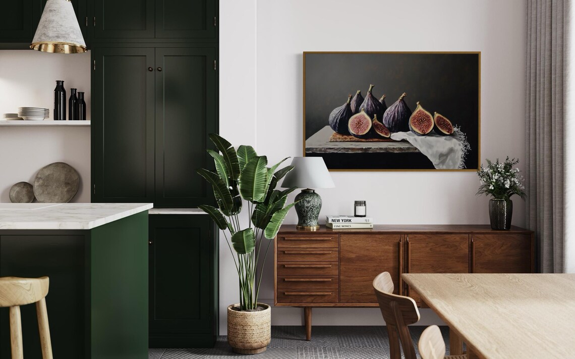 Still Life Fig Rustic Kitchen Wall Art Print - Image 4