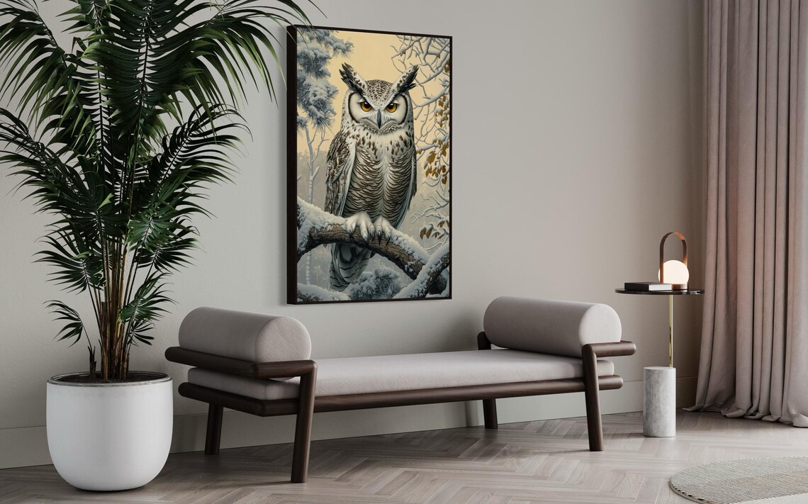 Snowy Owl Portrait, Farmhouse Wildlife Art Print - Image 5