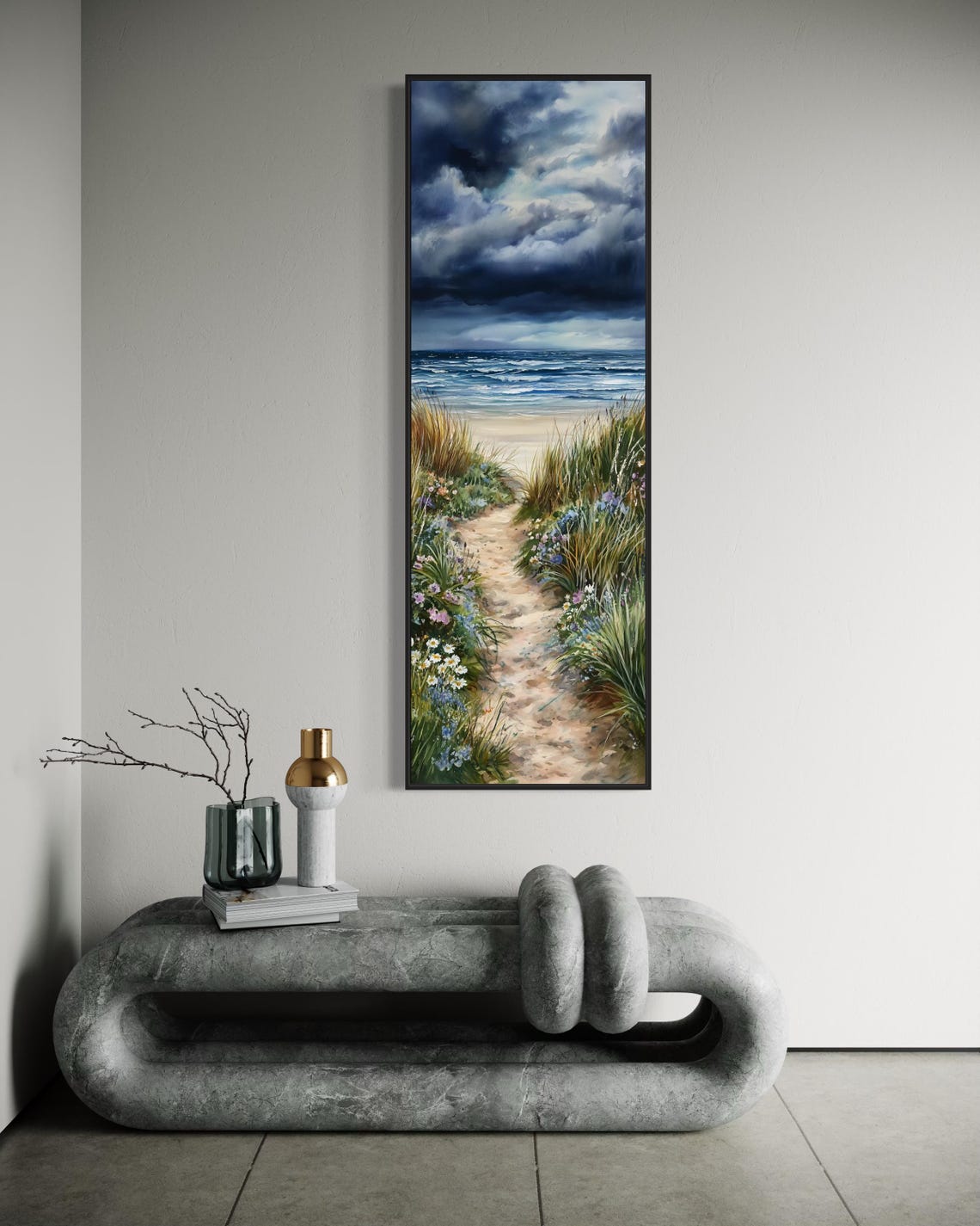 Beach Path Wall Art Serene Ocean Print Coastal Landscape Decor Moody Sea Artwork Rustic Seaside Art For Living Room - Image 4