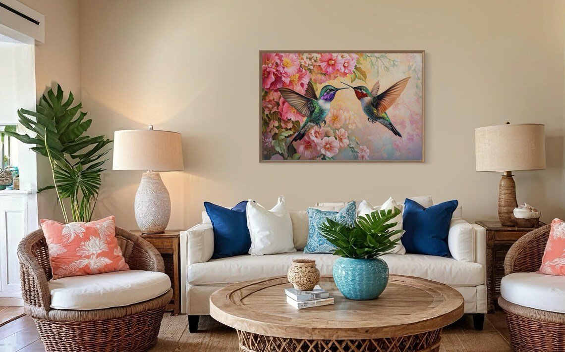 Hummingbird Floral Botanical Art Print, Tropical Wildlife - Image 3