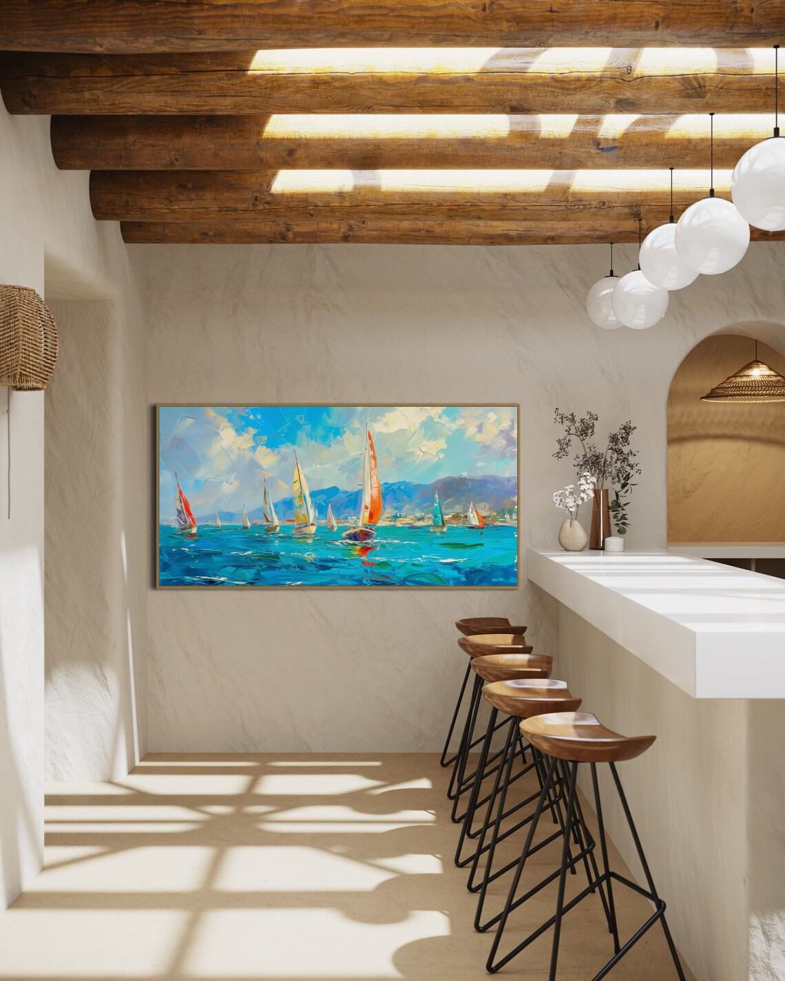 Sailboat Regatta Italian Seascape, Impressionism - Image 5