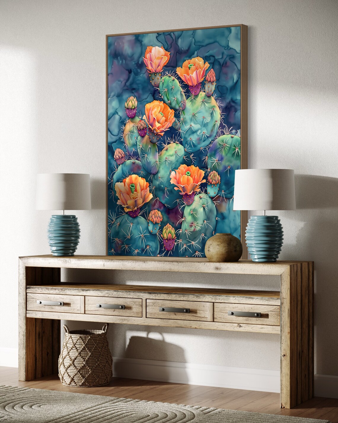 Mexican Prickly Pear Cactus Bloom, Watercolor Art Print - Image 5
