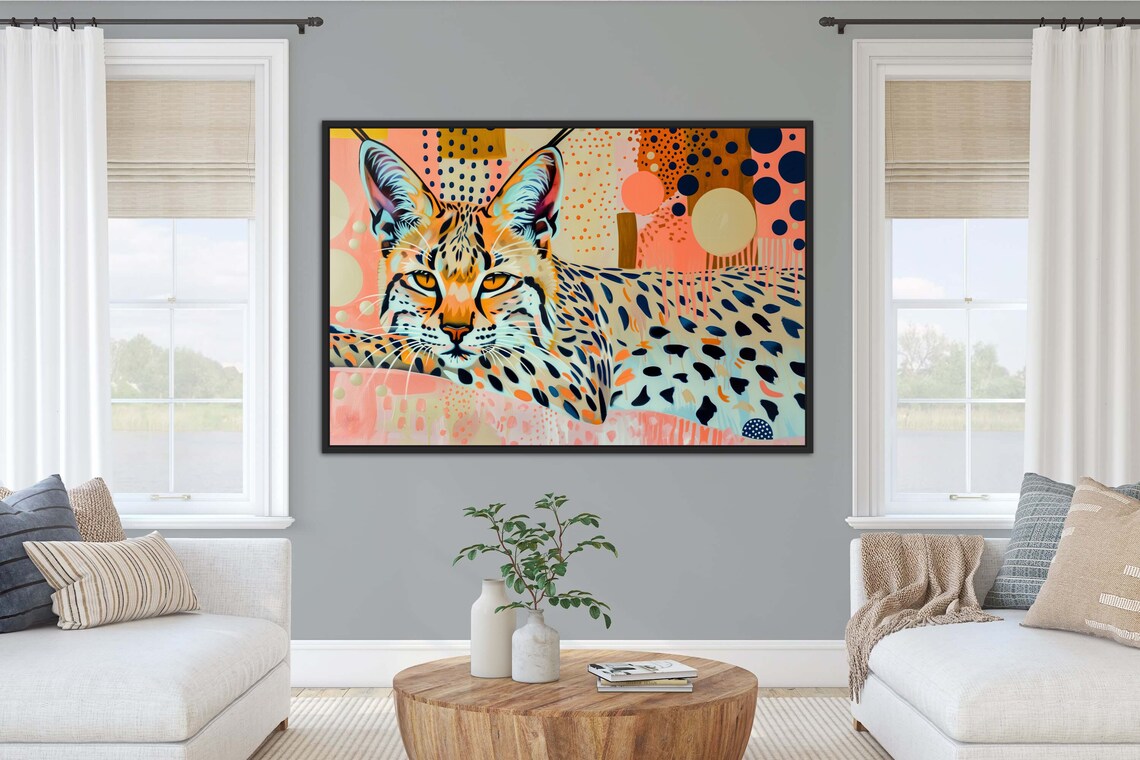 Vibrant Lynx Wildcat Portrait Pop Art Colorful Modern Wildlife Print - Image 3
