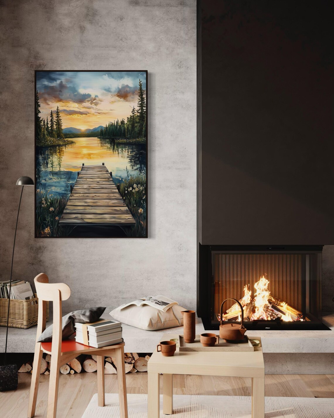 Lake Sunset Dock Art Print, Rustic Pier Landscape - Image 3
