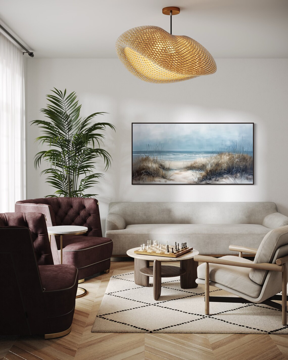 Seashore Whisper Beach Grass Art Print, Coastal Sky - Image 3