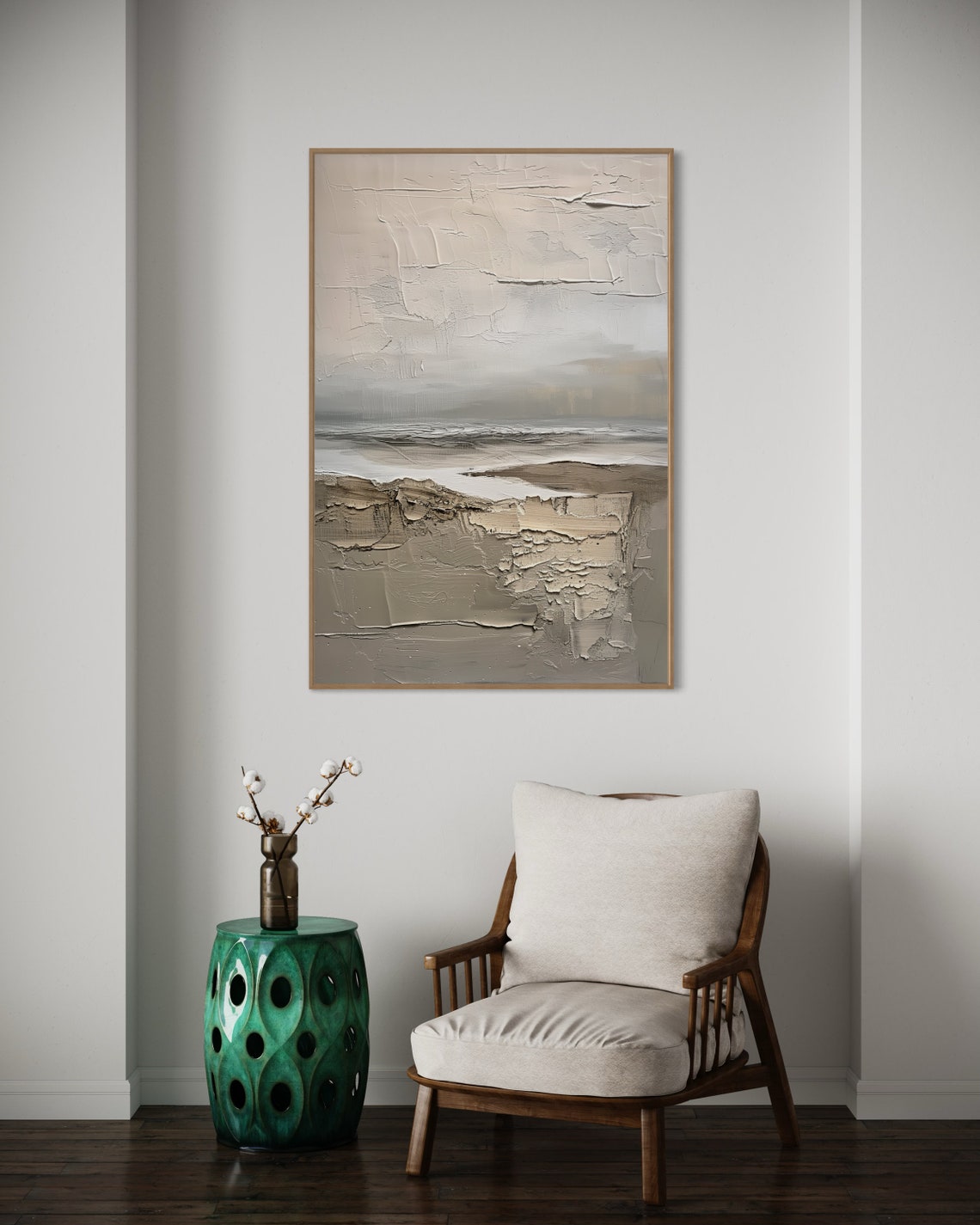 Nordic Shoreline Whispers Neutral Abstract Coastal Art Poster - Image 2