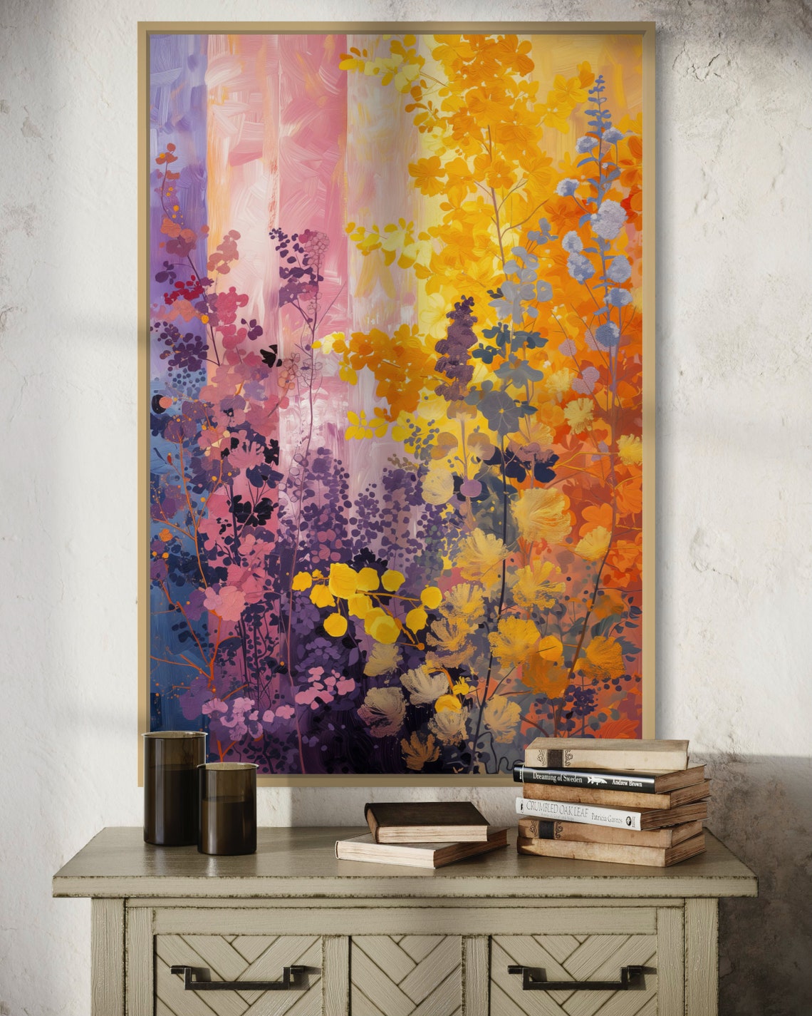 Yellow Violet Wildflowers Abstract Botanical Vibrant Bloom Art Poster - Image 5