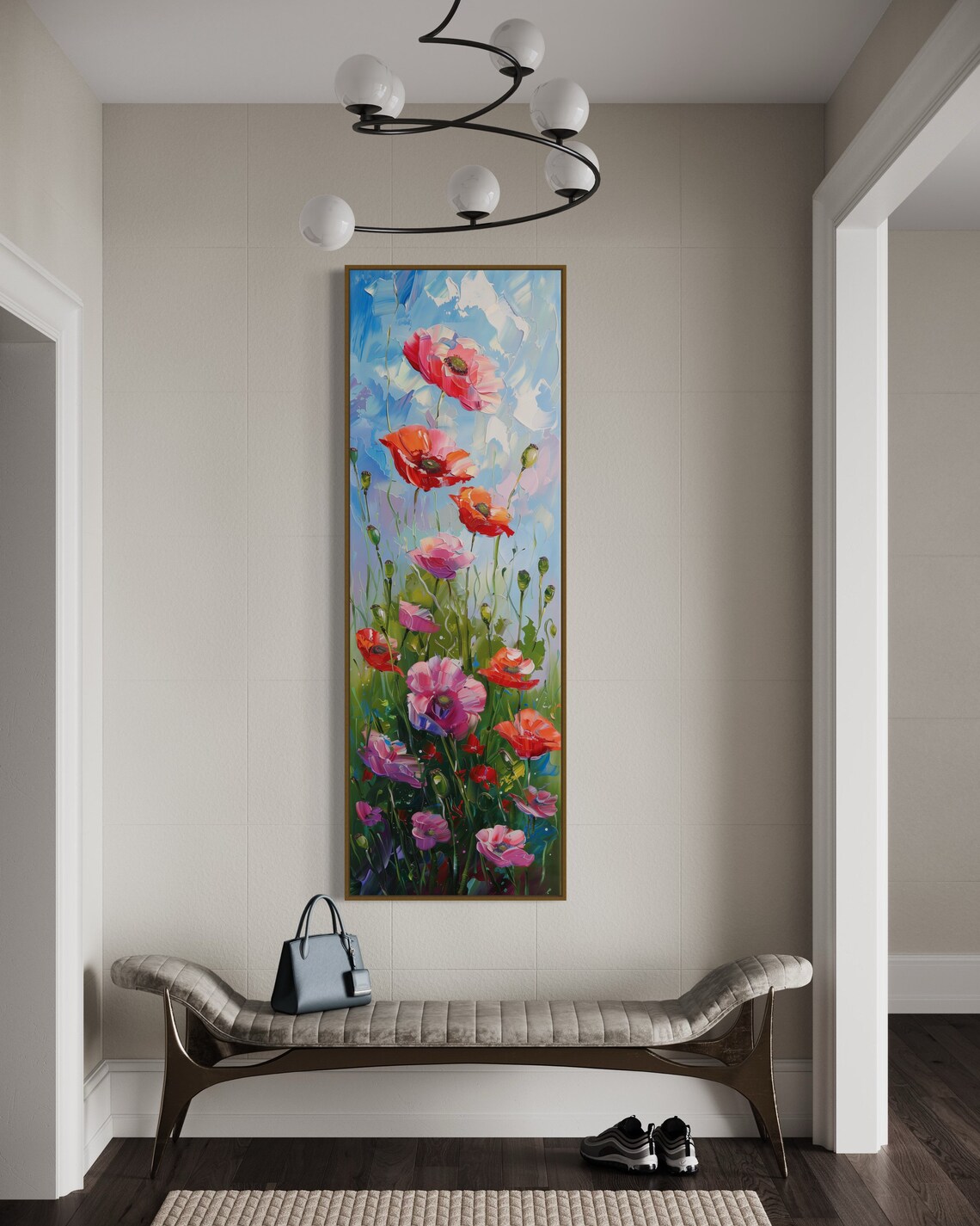 Red Poppy Print, Vertical Botanical Wall Art - Image 3
