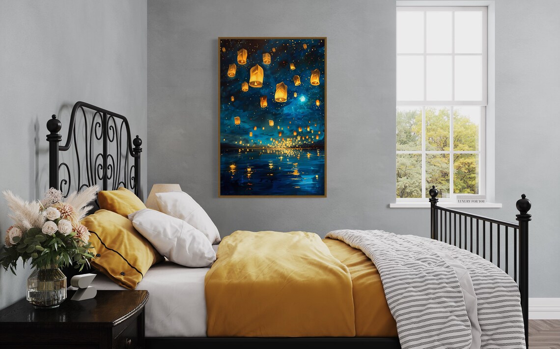 Magical Night Lantern Festival, Fantasy Art Print - Image 2