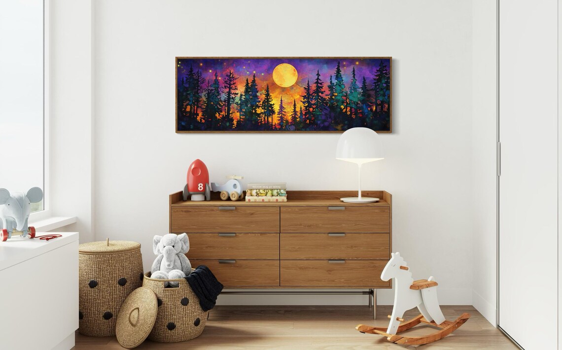 Magical Forest Moonlit Fantasy Landscape Art Print - Image 4