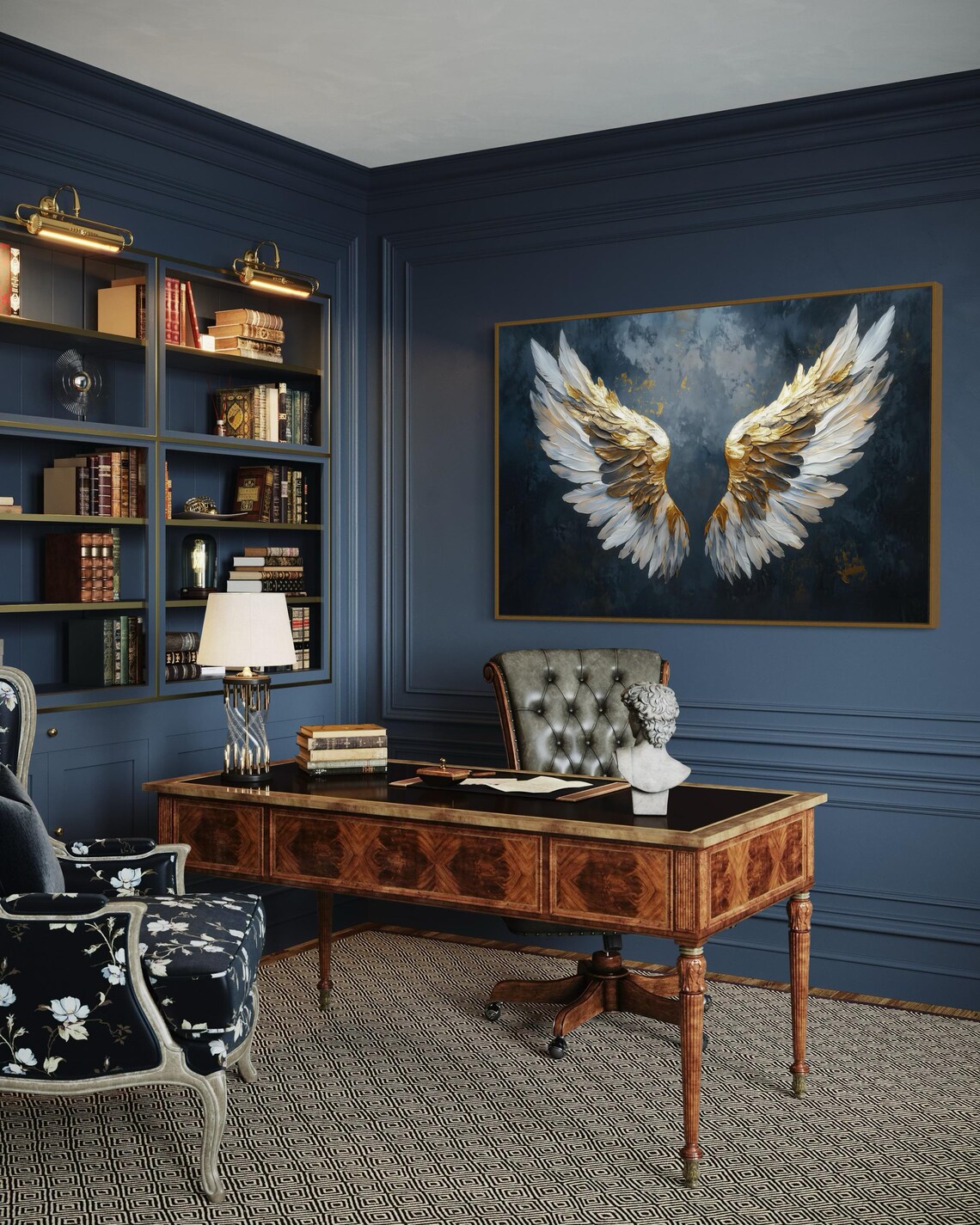Golden Angel Wings Modern Abstract Art Poster - Image 5