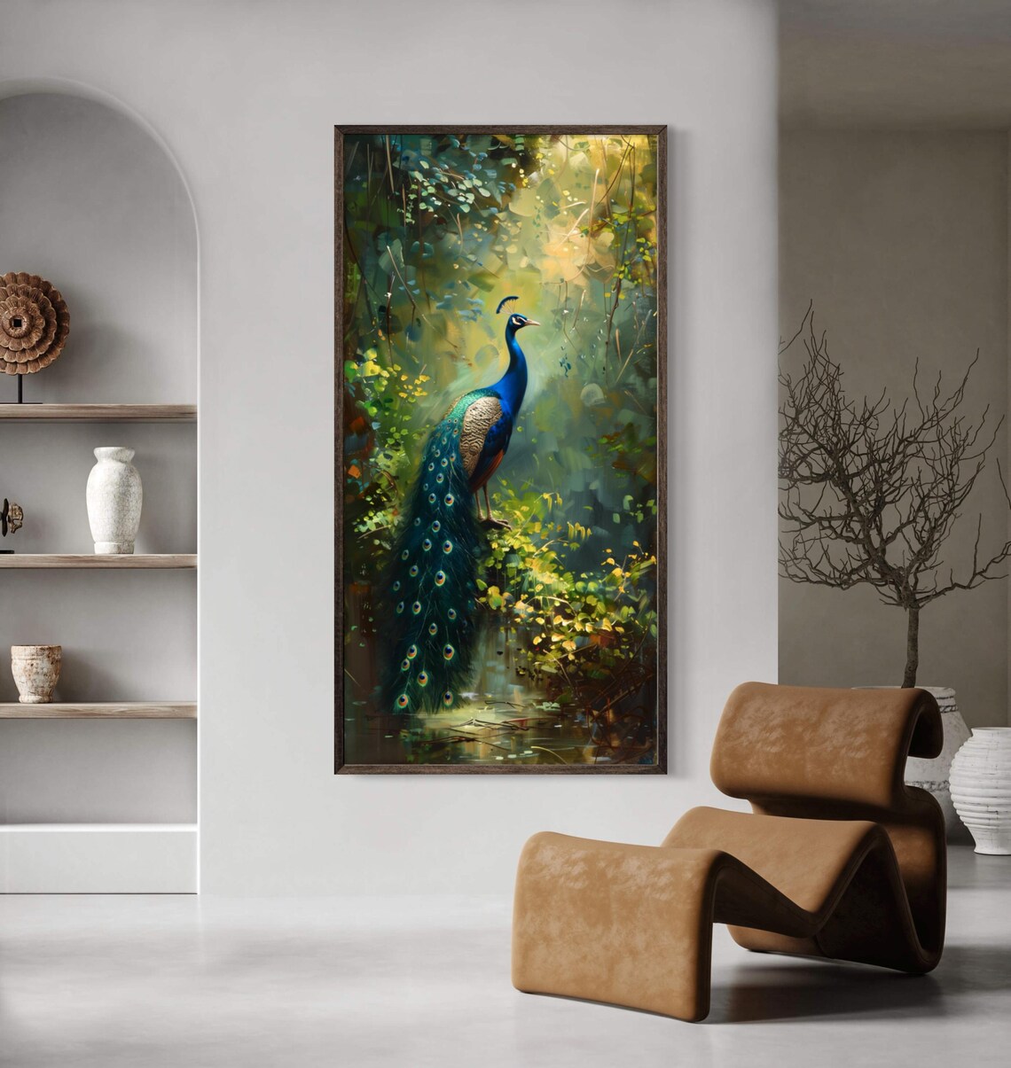 Elegant Peacock Tropical Bird, Exotic Wildlife Art Print - Image 4