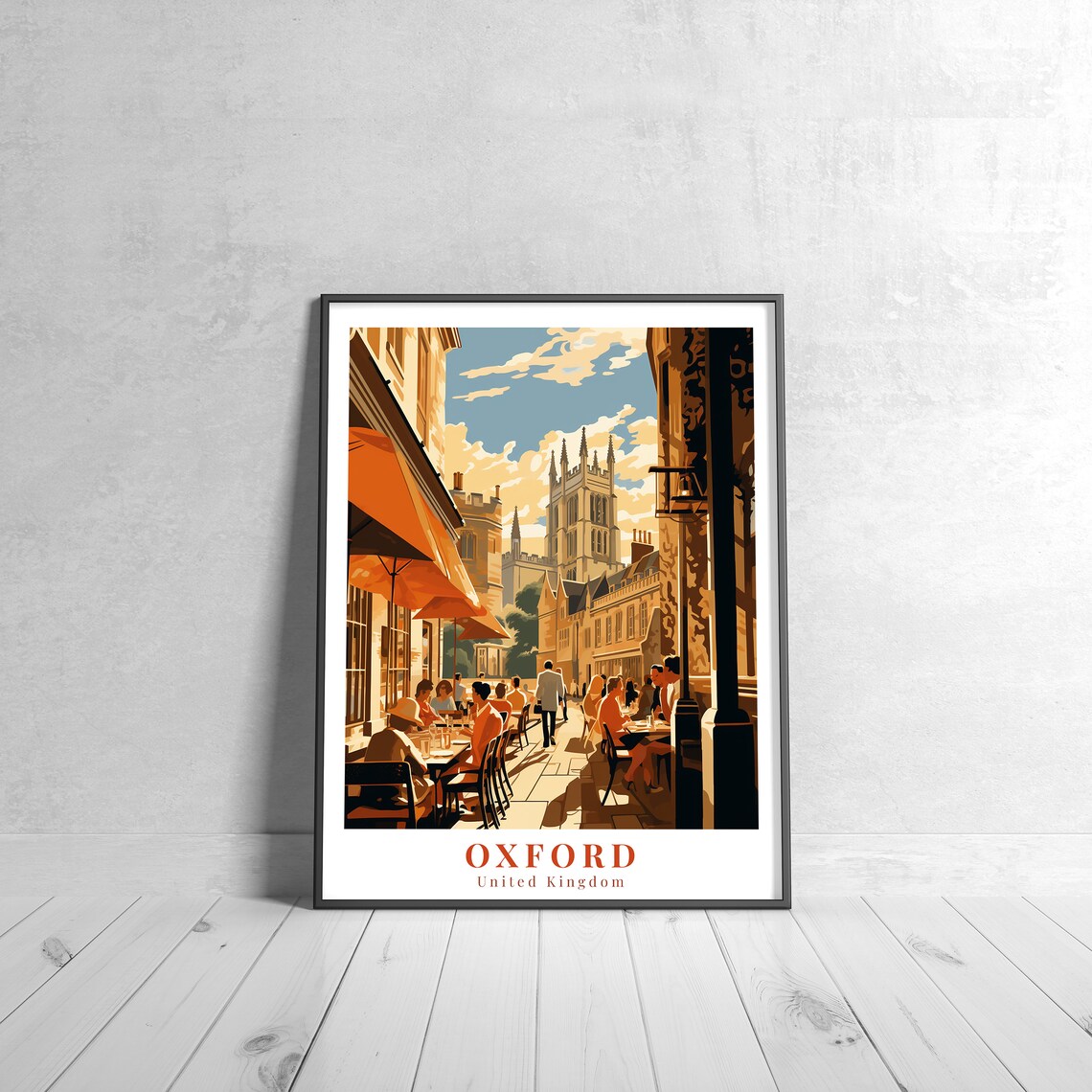 Oxford United Kingdom Vintage Travel Poster of College Street
