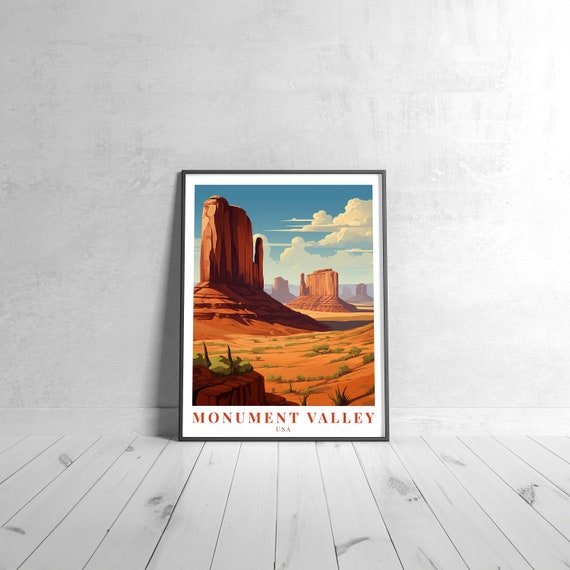 Monument Valley Vintage Travel Poster Retro Usa Art Print Colorful Home Decor Wall Unique Gift