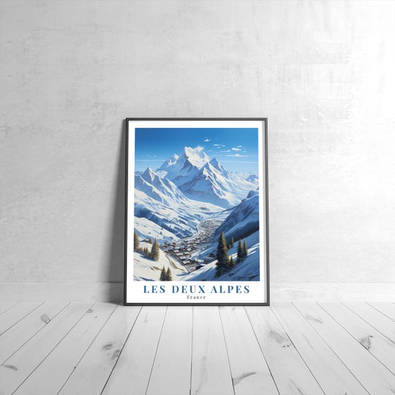 Les Deux Alpes Vintage Travel Poster Retro France Art Print Colorful Home Decor Wall Unique Gift