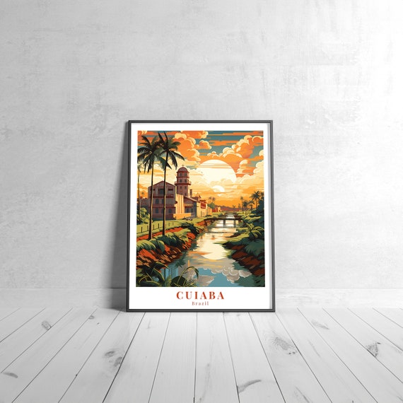 Cuiaba Vintage Travel Poster Retro Brazil Art Print Colorful Home Decor Wall Unique Gift