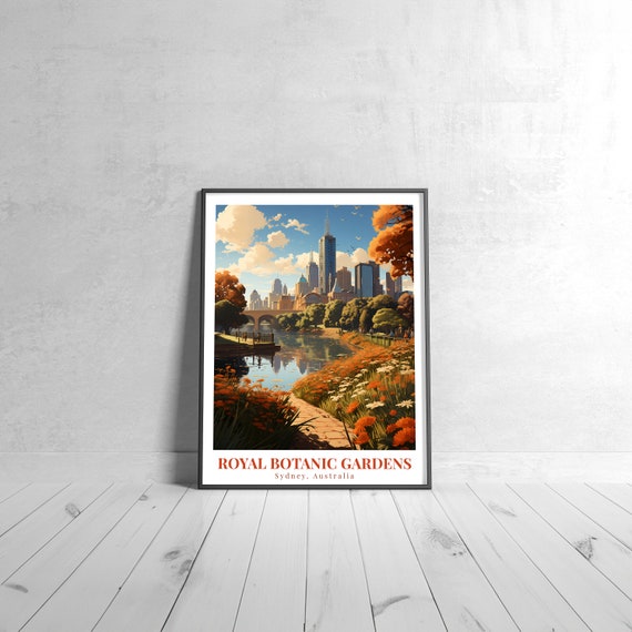 Royal Botanic Gardens Vintage Travel Poster Retro Sydney Australia Art Print Colorful Home Decor Wall Unique Gift