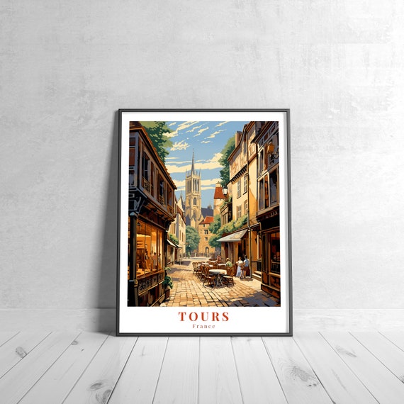 Tours Vintage Travel Poster Retro France Art Print Colorful Home Decor Wall Unique Gift