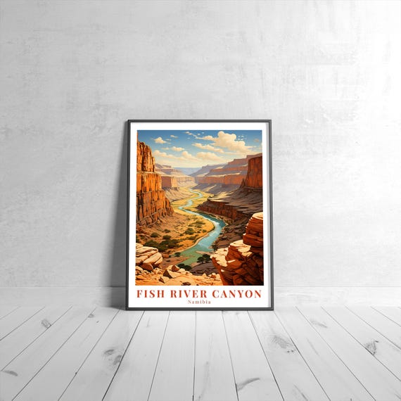 Fish River Canyon Vintage Travel Poster Retro Namibia Art Print Colorful Home Decor Wall Unique Gift