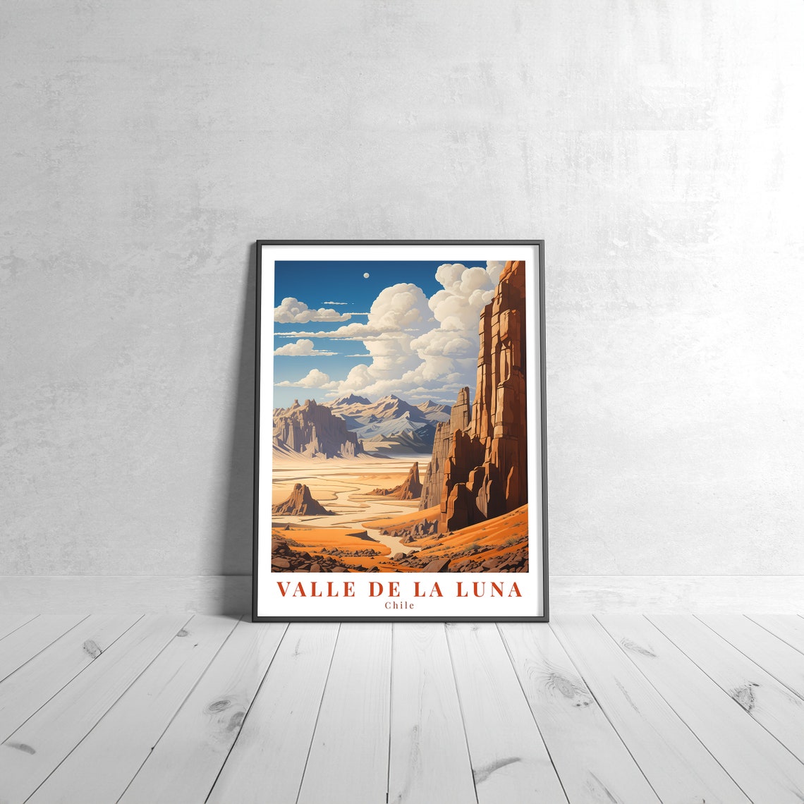 Valle de la Luna Chile Red Rock Canyon Moon Travel Style Poster