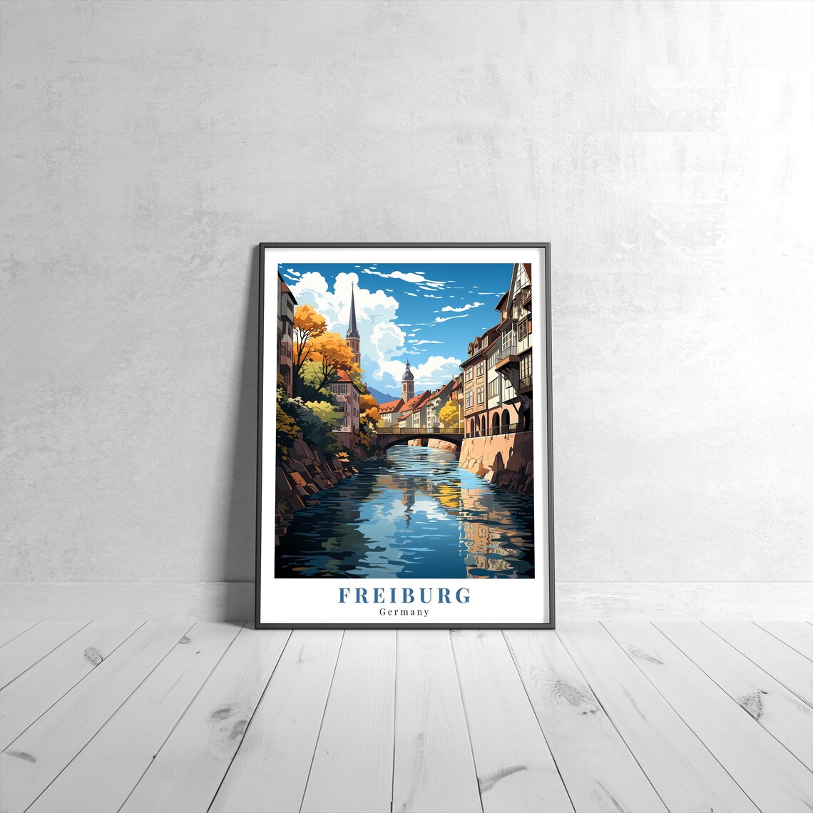 Freiburg Vintage Travel Poster, Retro Germany