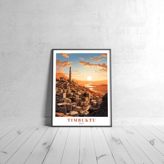 Timbuktu Vintage Travel Poster Retro Mali Art Print Colorful Home Decor Wall Unique Gift