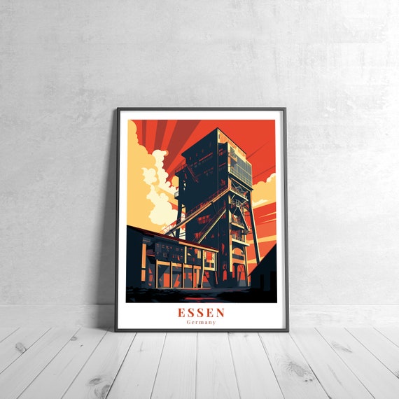 Essen Vintage Travel Poster Retro Germany Art Print Colorful Home Decor Wall Unique Gift