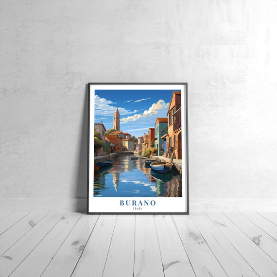 Burano Vintage Travel Poster Retro Italy Art Print Colorful Home Decor Wall Unique Gift
