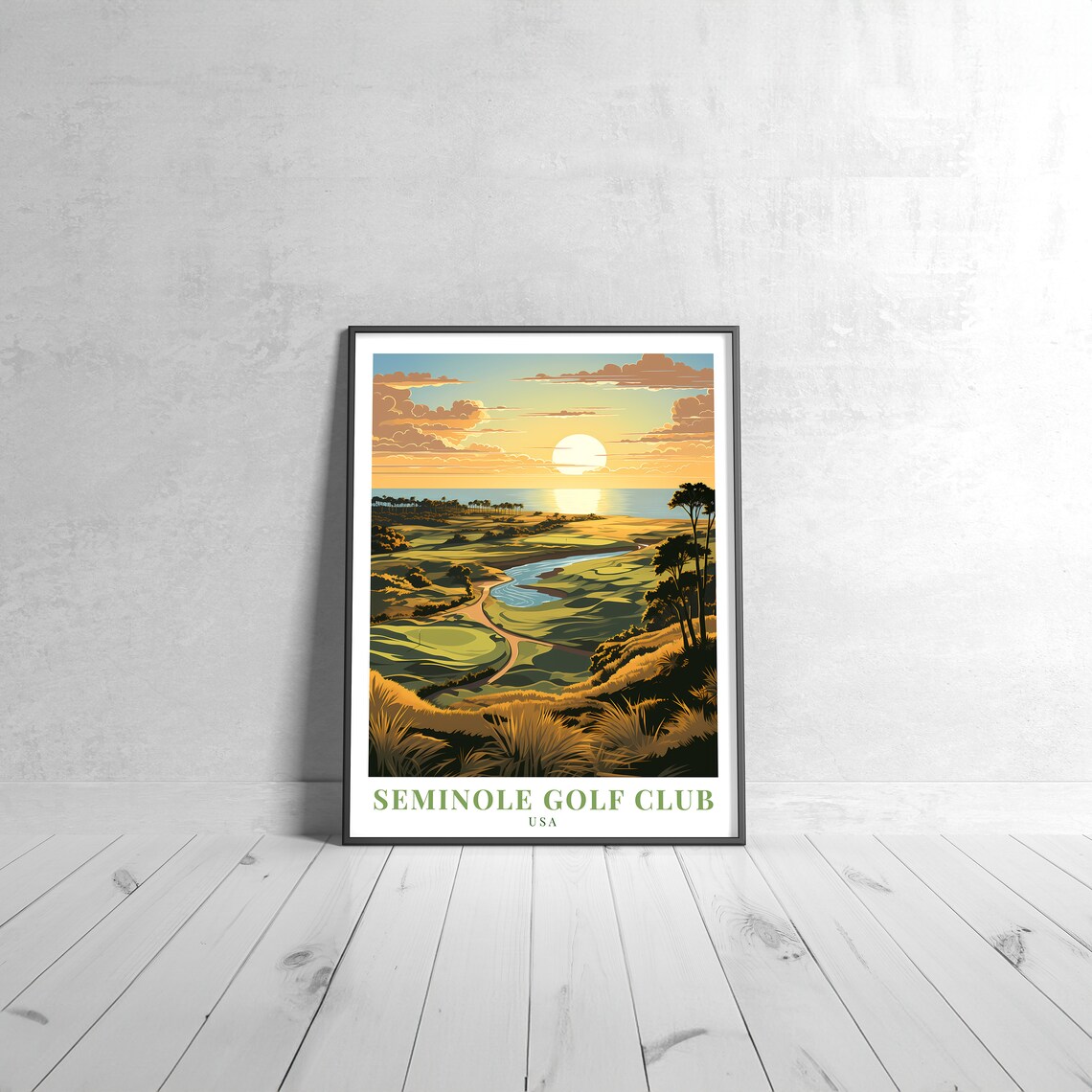 Seminole Golf Club USA Vintage Travel Poster At Golden Sunset