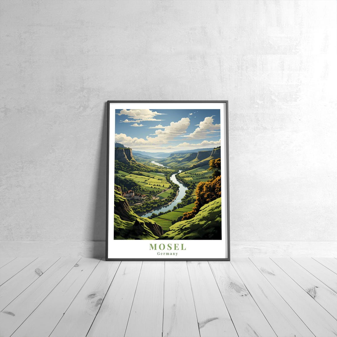 Mosel Germany River Valley Vineyard Vintage Travel Poster Europe