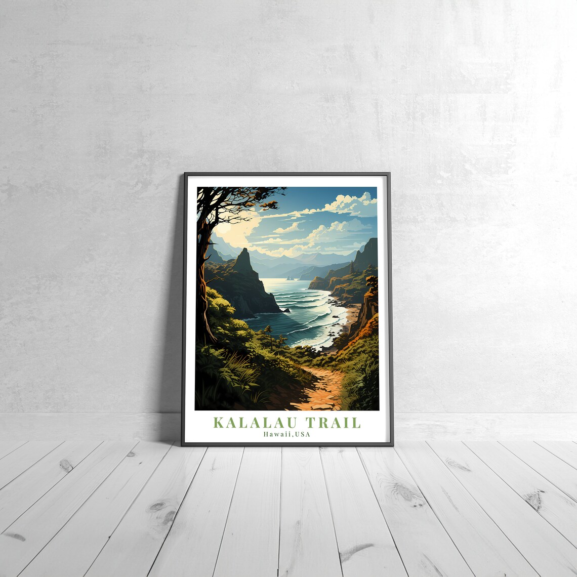 Kalalau Trail Vintage Travel Poster, Hawaii