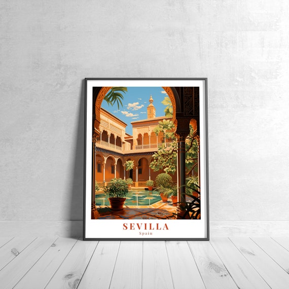 Seville Vintage Travel Poster Retro Spain Art Print Colorful Home Decor Wall Unique Gift
