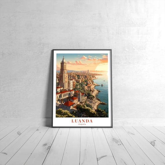 Luanda Vintage Travel Poster Retro Angola Art Print Colorful Home Decor Wall Unique Gift