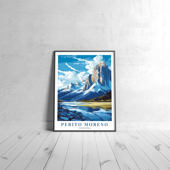 Perito Moreno Vintage Travel Poster Retro Argentina Art Print Colorful Home Decor Wall Unique Gift