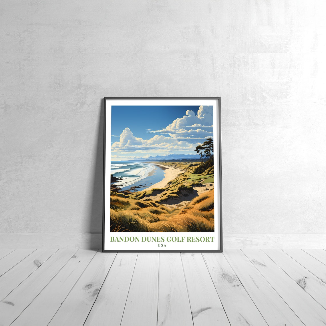 Bandon Dunes Golf Resort USA Vintage Travel Poster Coastal Dunes