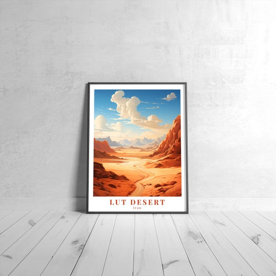Lut Desert Vintage Travel Poster Retro Iran Art Print Colorful Home Decor Wall Unique Gift