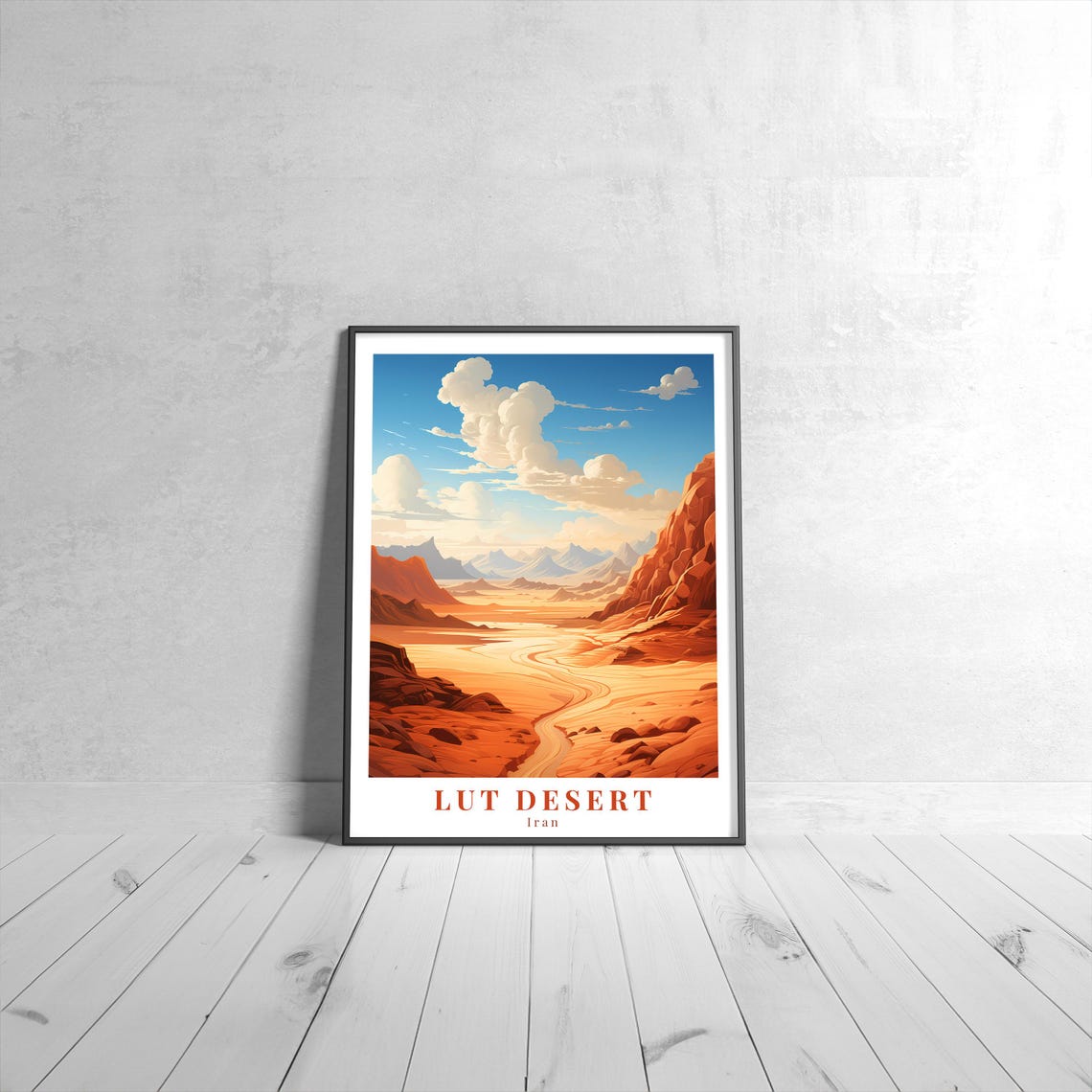 Lut Desert Iran Red Rock Canyon Vintage Retro Desert Travel Poster