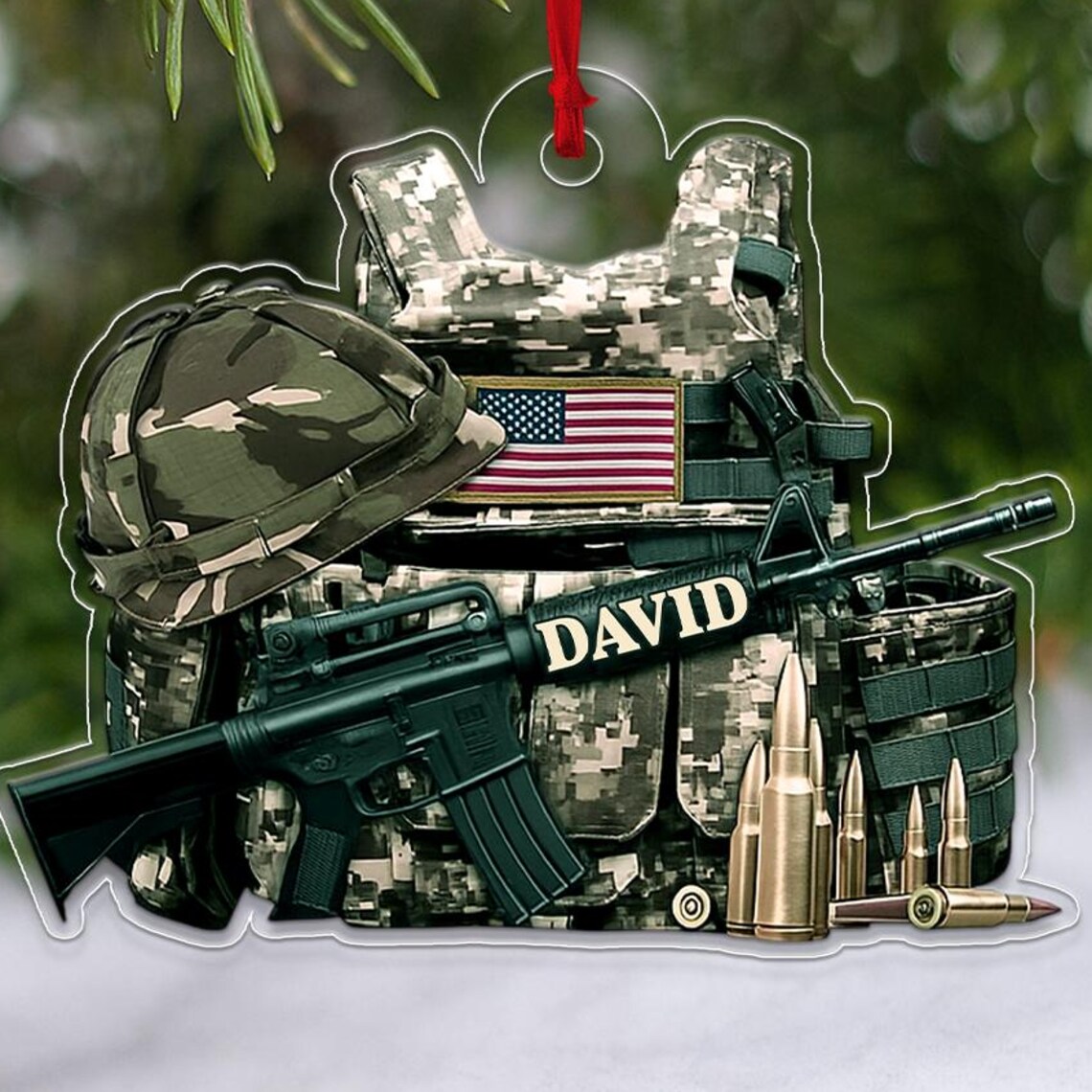 Personalized Soldier Military Gear Memorial Ornament Patriotic Wall Art